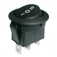 Prepínač kolískový kul. 3pol. 3pin ON-OFF-ON 250V 6A černý Prepínač kolískový kul. 3pol. 3pin ON-OFF-ON 250V 6A černý