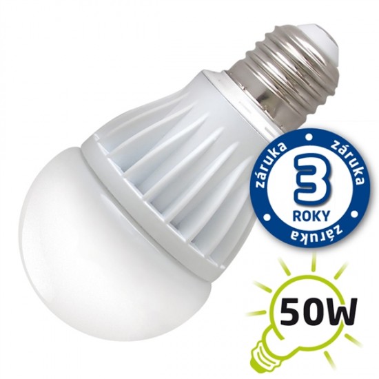LED žiarovka A60, E27 230V, 7W - biela teplá (záruka 3 roky) (DVZLED)