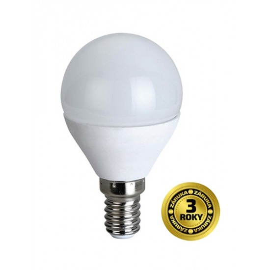 LED žiarovka, miniglobe, 4W, E14, 3000K, 310lm, biele prevedenie