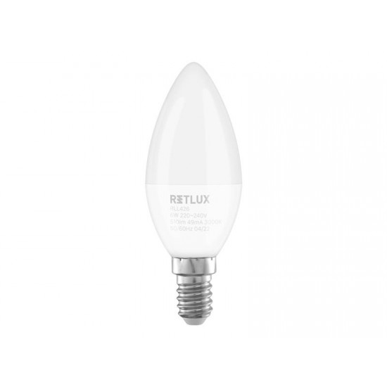 Žiarovka LED E14 6W C37 biela teplá RETLUX RLL 426