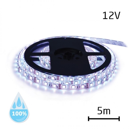 LED pásik 12V 5630 60LED/m IP68 max. 12W/m biela studená (1ks=cievka 5m) (Sanan čip) vodeodolný