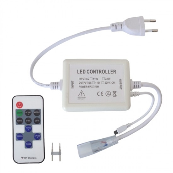 LED kontroler pre LED pásiky 230V s čipem 5050 + diaľkové ovládánie