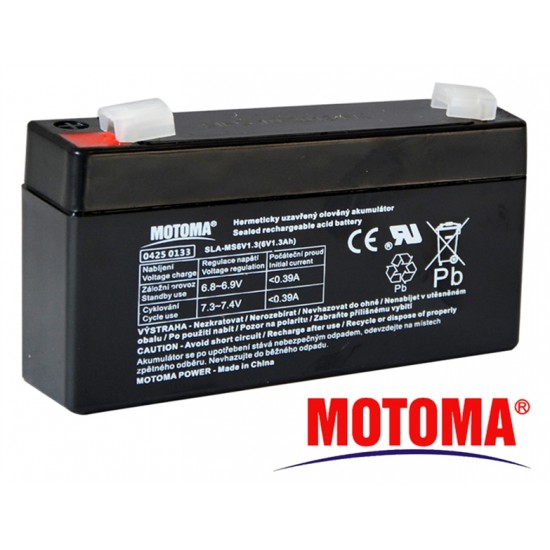 Batéria olovená 6V/ 1,3Ah MOTOMA bezúdržbový akumulátor