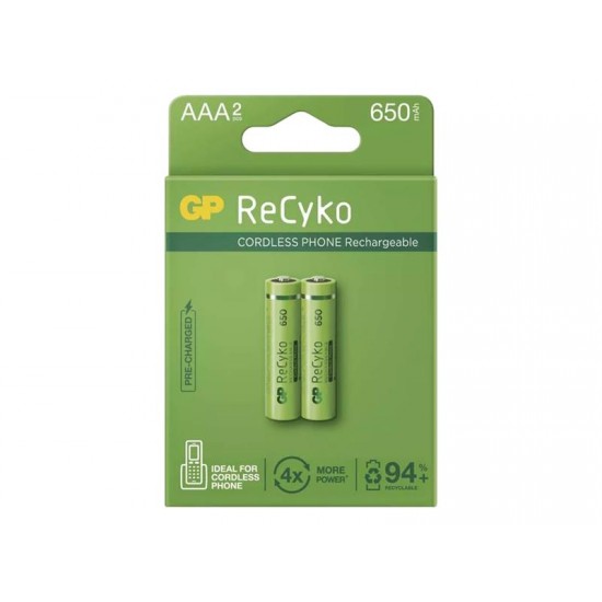 Batéria AAA (R03) nabíjacia 1,2V/650mAh GP Recyko Cordless 2ks