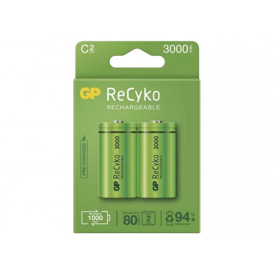 Batéria C (R14) nabíjací 1,2V/3000mAh GP Recyko 2ks