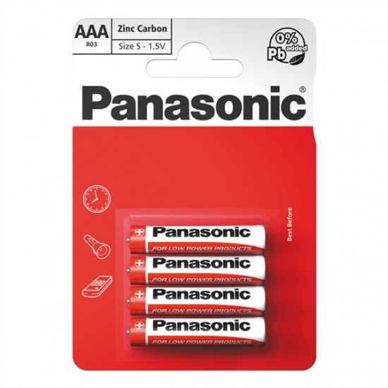 Batéria R03 AAA Red zinkouhlíková, PANASONIC 4BP