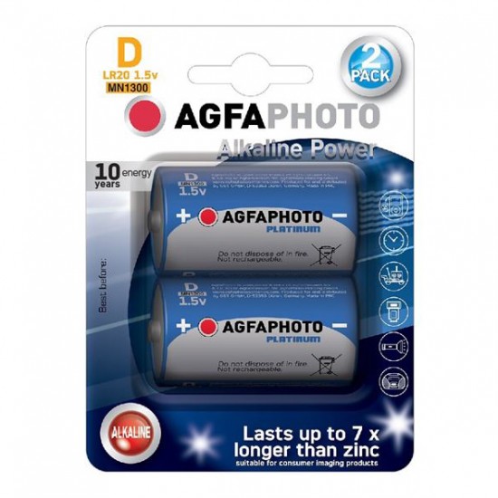 Batéria D (LR20) alkalická AGFAPHOTO Power 2ks  blister