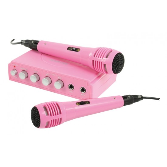 Karaoke sada 2x mikrofón, ružová KÖNIG HAV-KM11P