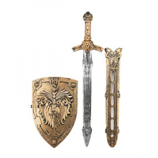 Detský rytiersky meč so štítom a puzdrom TEDDIES 55 cm