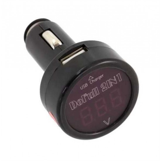 Voltmeter do auta s nabíjačkou USB (5V/2,1A), rozsah merania 8-30V