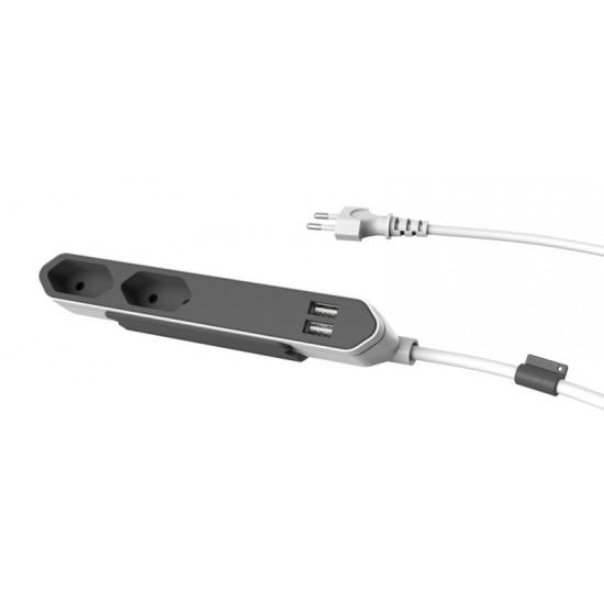 Kábel predlžovací PowerCube POWERBAR USB sivý