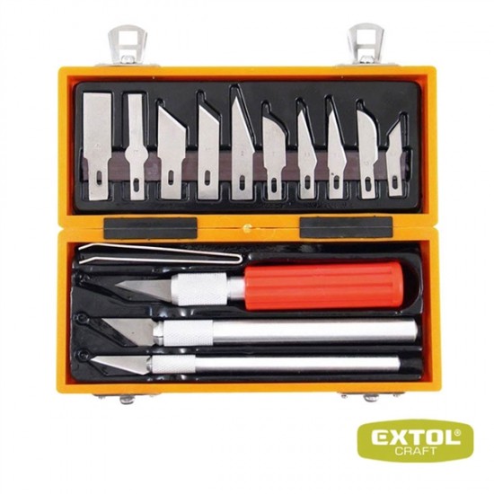 Nože vyrezávacie + vymeniteľné čepele, 14-dielna sada, EXTOL CRAFT 91350