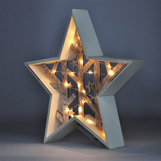 Vianočná drevená hviezda SOLIGHT 1V231