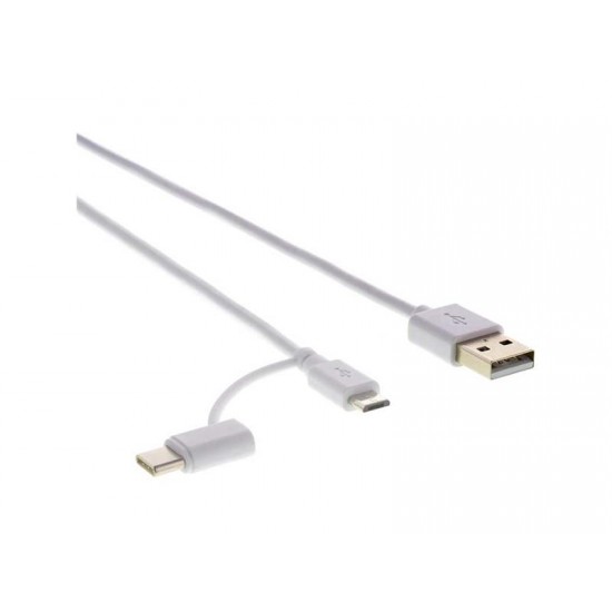 Kabel USB 2.0 - A/M-Micro B/C SCO 522-015 WH