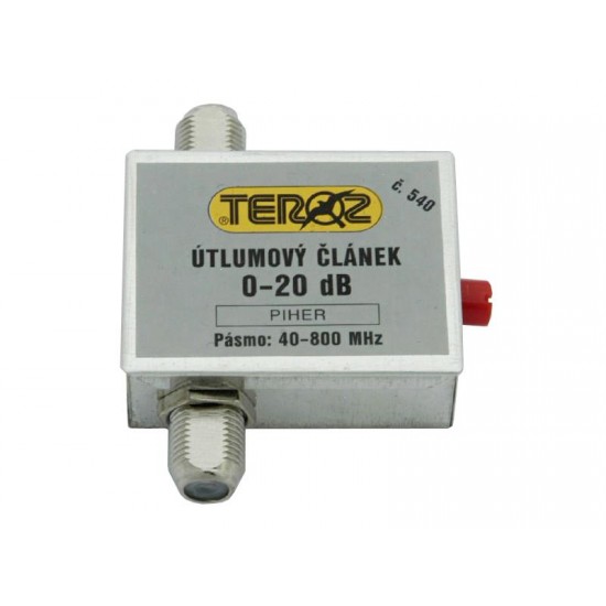 Anténny útlmový článok TEROZ č.540 s reguláciou 0-20 dB pre UHF pásmo, F konektor